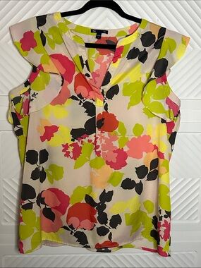 GAP Floral Cold-Shoulder Blouse - Pink, Lime & Black